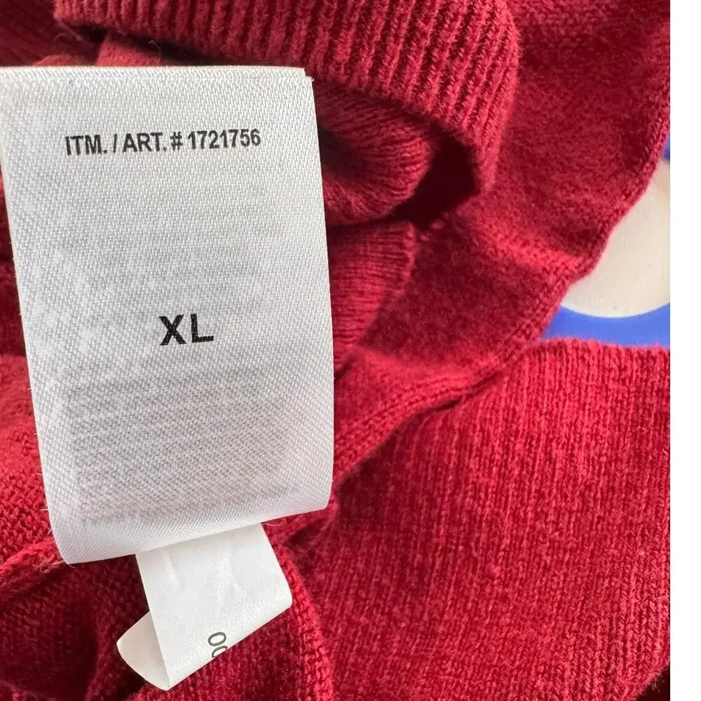 Lucky Brand Mens XL Red V Neck Sweater Cotton Nylon Acrylic